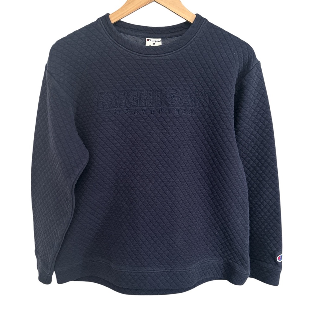 Champion University of Michigan Wolverines Quilted Sweatshirt Game Day Medium